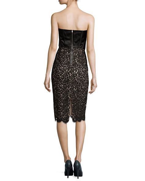 michael kors strapless floral lace bustier dress black|Women's Black Mini, Midi and Maxi Dresses .